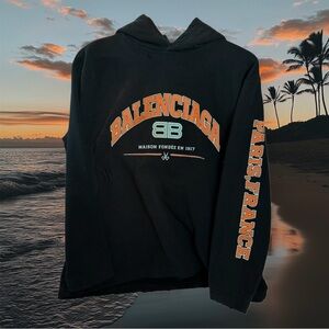 Balenciaga Distressed Printed Cotton-Jersey Hoodie